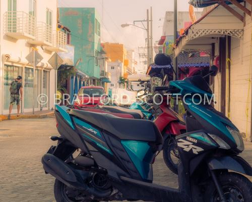 Parked Motor Scooters